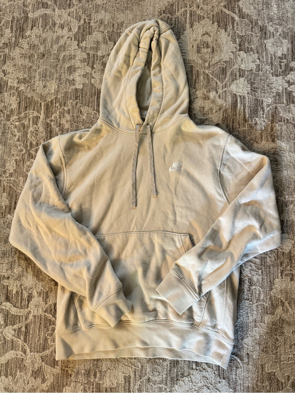 Nike Beige Pullover Hoodie with Embroidered Logo